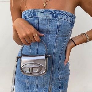 Zara denim strapless dress